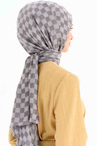 Dama Desen Viskon Şal - Gri TUGBA