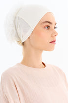 Dantelli Topuz Bone - Ekru TUGBA