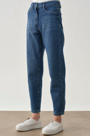 Dar Paça Denim Pantolon - İndigo TUGBA