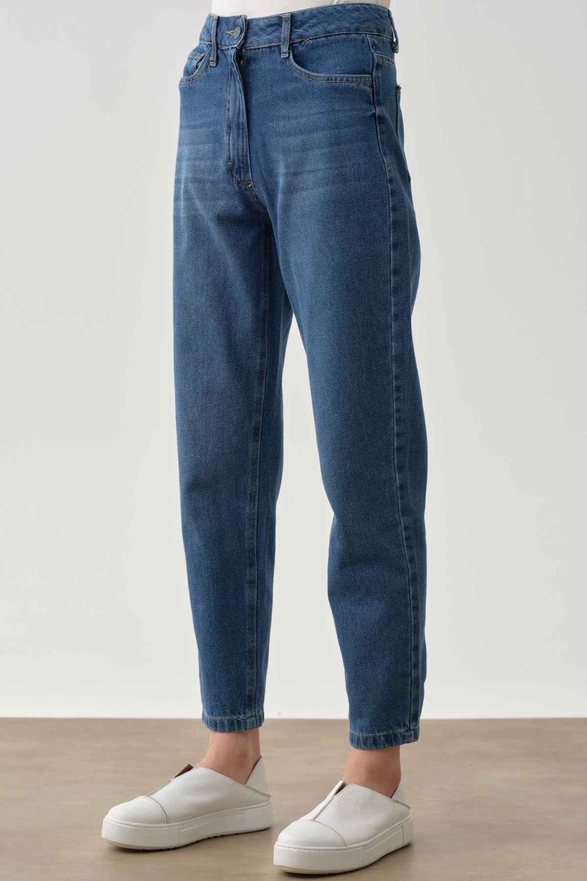 Dar Paça Denim Pantolon - İndigo TUGBA