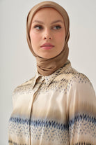 Degrade Desenli Crop Gömlek - İndigo TUGBA