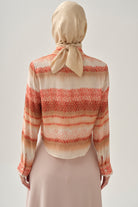 Degrade Desenli Crop Gömlek - Mercan TUGBA