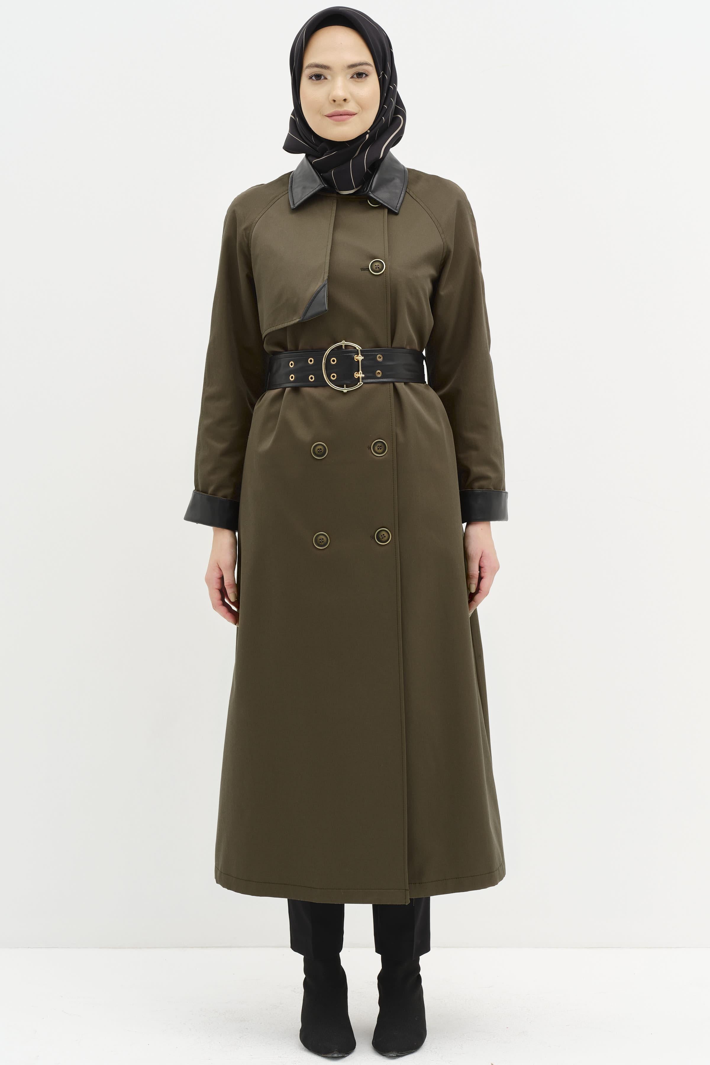 Herlipto Gaba Ruffled Cotton Trench Coat