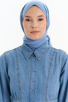 Dairesel Desen Pamuk Şal - İndigo TUGBA