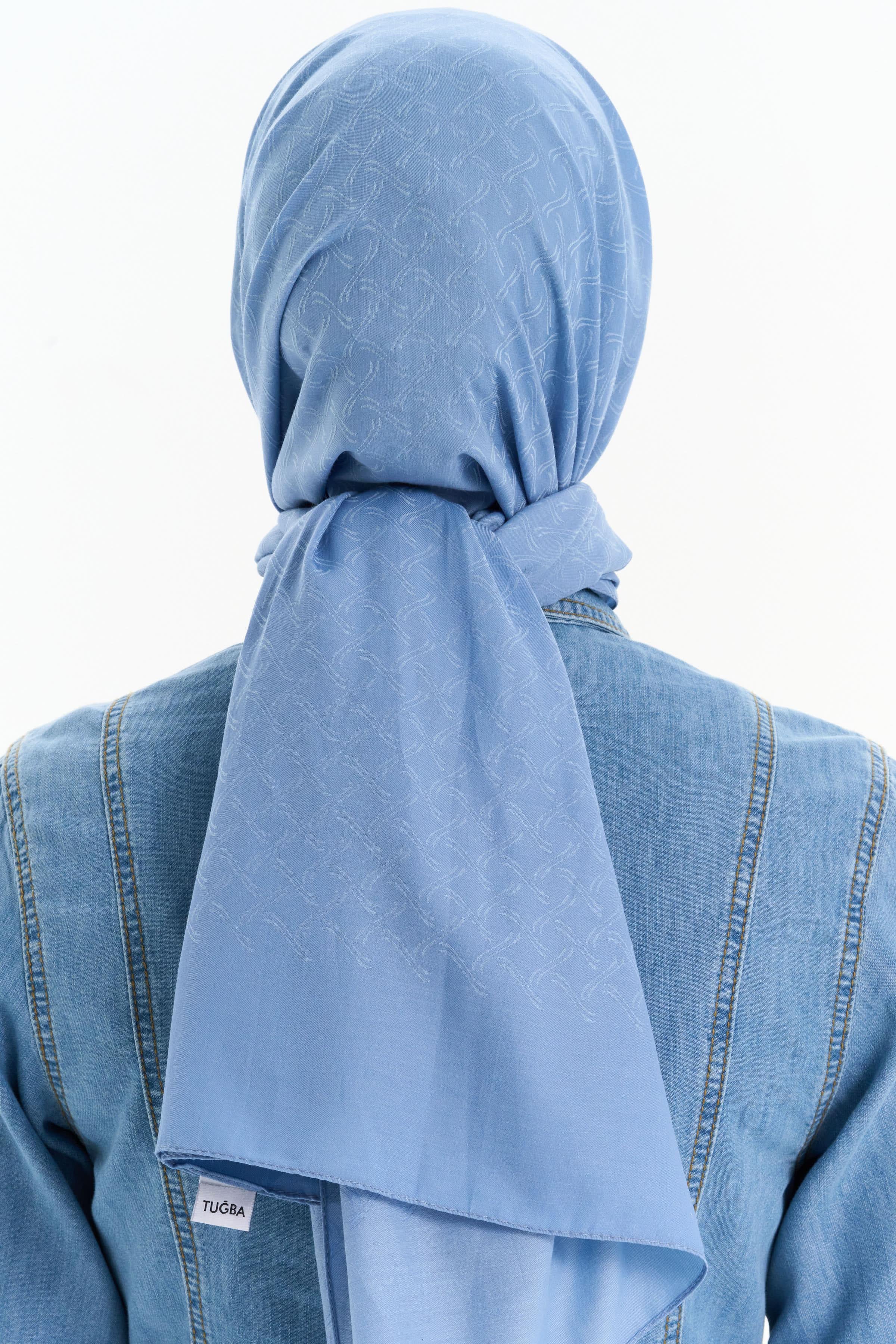 Dairesel Desen Pamuk Şal - İndigo TUGBA