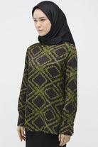 Desenli Hakim Yaka Bluz - Haki TUGBA
