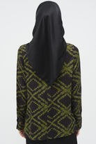 Desenli Hakim Yaka Bluz - Haki TUGBA