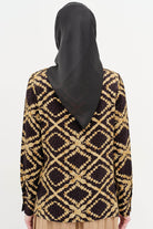 Desenli Hakim Yaka Bluz - Taba TUGBA