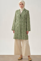 Desenli Keten Ceket - Haki TUGBA