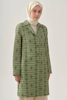 Desenli Keten Ceket - Haki TUGBA