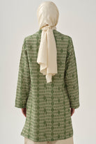 Desenli Keten Ceket - Haki TUGBA