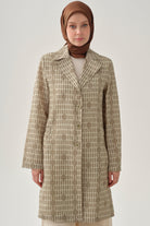 Desenli Keten Ceket - Vizon TUGBA