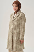 Desenli Keten Ceket - Vizon TUGBA