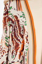 Desenli Şifon Ribana Detaylı İkili Takım - Bej TUGBA