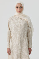 Desenli Yanlardan Bağlamalı Tunik - Bej TUGBA