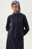 Dikiş Detaylı Etekli Ceket Takım - Lacivert TUGBA