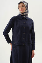 Dikiş Detaylı Etekli Ceket Takım - Lacivert TUGBA