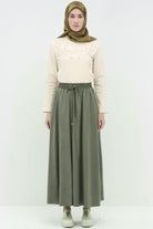 Dört Parçalı Cepli Etek - Haki TUGBA