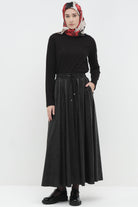 Dört Parçalı Cepli Etek - Siyah TUGBA