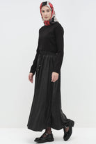 Dört Parçalı Cepli Etek - Siyah TUGBA