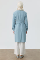 Drapeli Belden Bağlamalı Tunik - Açık Mavi TUGBA