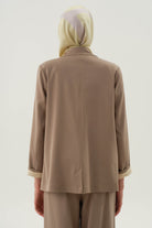 Duble Kollu Kombinli Bluz Ceket Takım - Vizon TUGBA