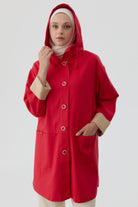 Düğme Detaylı Kombinli Kap - Kırmızı TUGBA