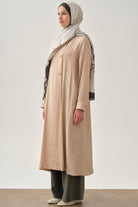 Düğme Detaylı Kruvaze Giy-Çık - Bej TUGBA