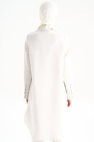 Düğme Detaylı Patlı Tunik - Gri TUGBA