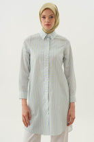 Düğme Detaylı Patlı Tunik - Saks TUGBA