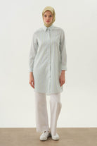 Düğme Detaylı Patlı Tunik - Saks TUGBA