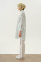 Düğme Detaylı Patlı Tunik - Saks TUGBA