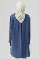 Düşük Kollu Cepli Tunik - İndigo TUGBA
