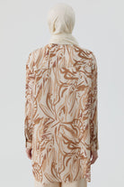 Düşük Kollu Desenli Tunik - Camel TUGBA