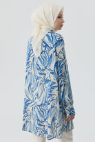 Düşük Kollu Desenli Tunik - İndigo TUGBA