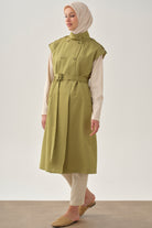 Düşük Omuzlu Kruvaze Yelek - Olive TUGBA