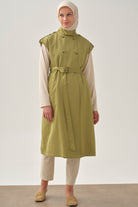 Düşük Omuzlu Kruvaze Yelek - Olive TUGBA