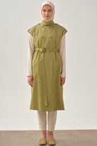 Düşük Omuzlu Kruvaze Yelek - Olive TUGBA