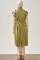 Düşük Omuzlu Kruvaze Yelek - Olive TUGBA