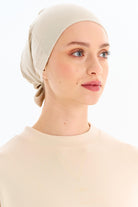 Düz Pamuk Bone - Bej TUGBA