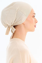 Düz Pamuk Bone - Bej TUGBA