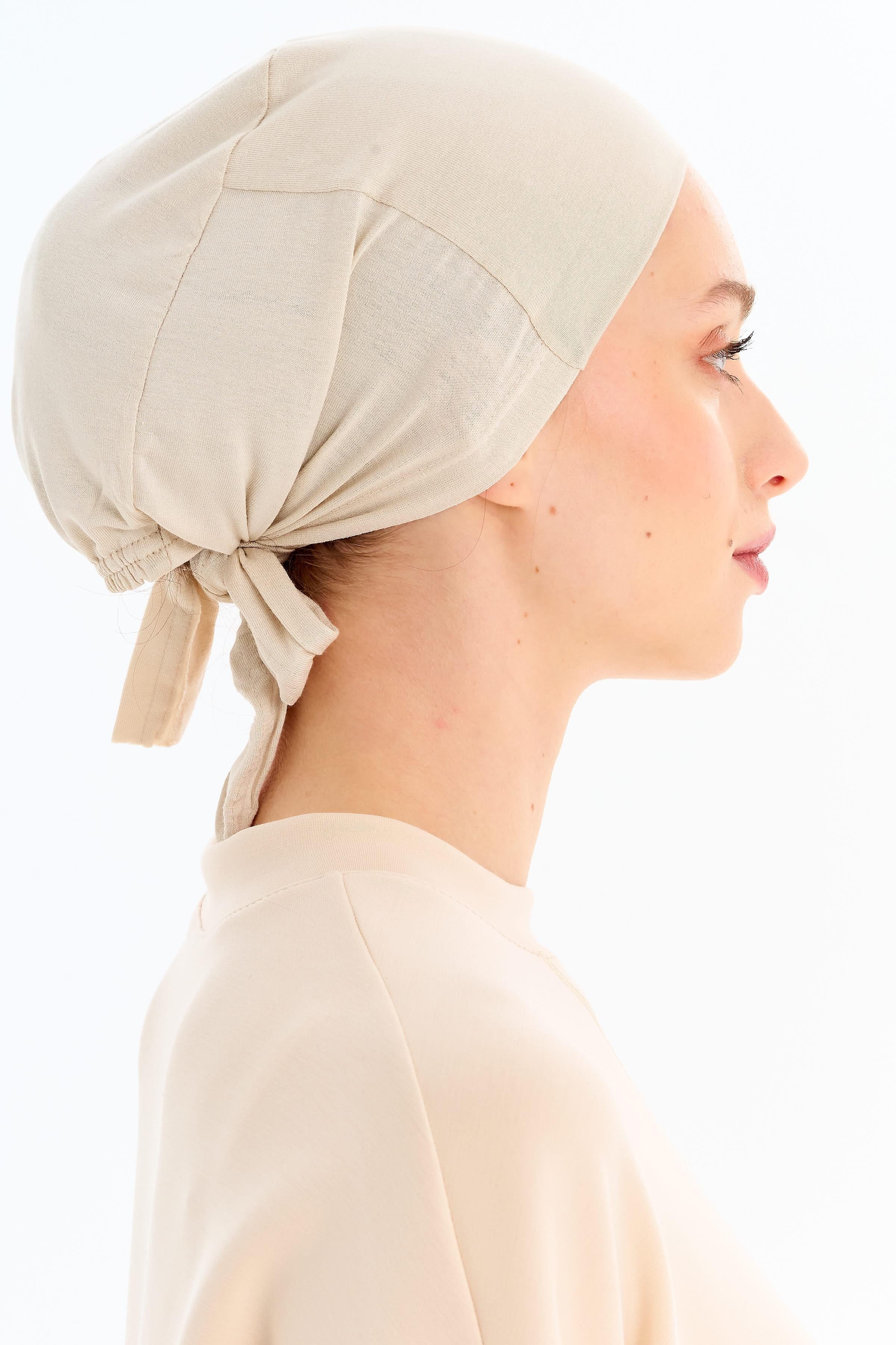 Düz Pamuk Bone - Bej TUGBA