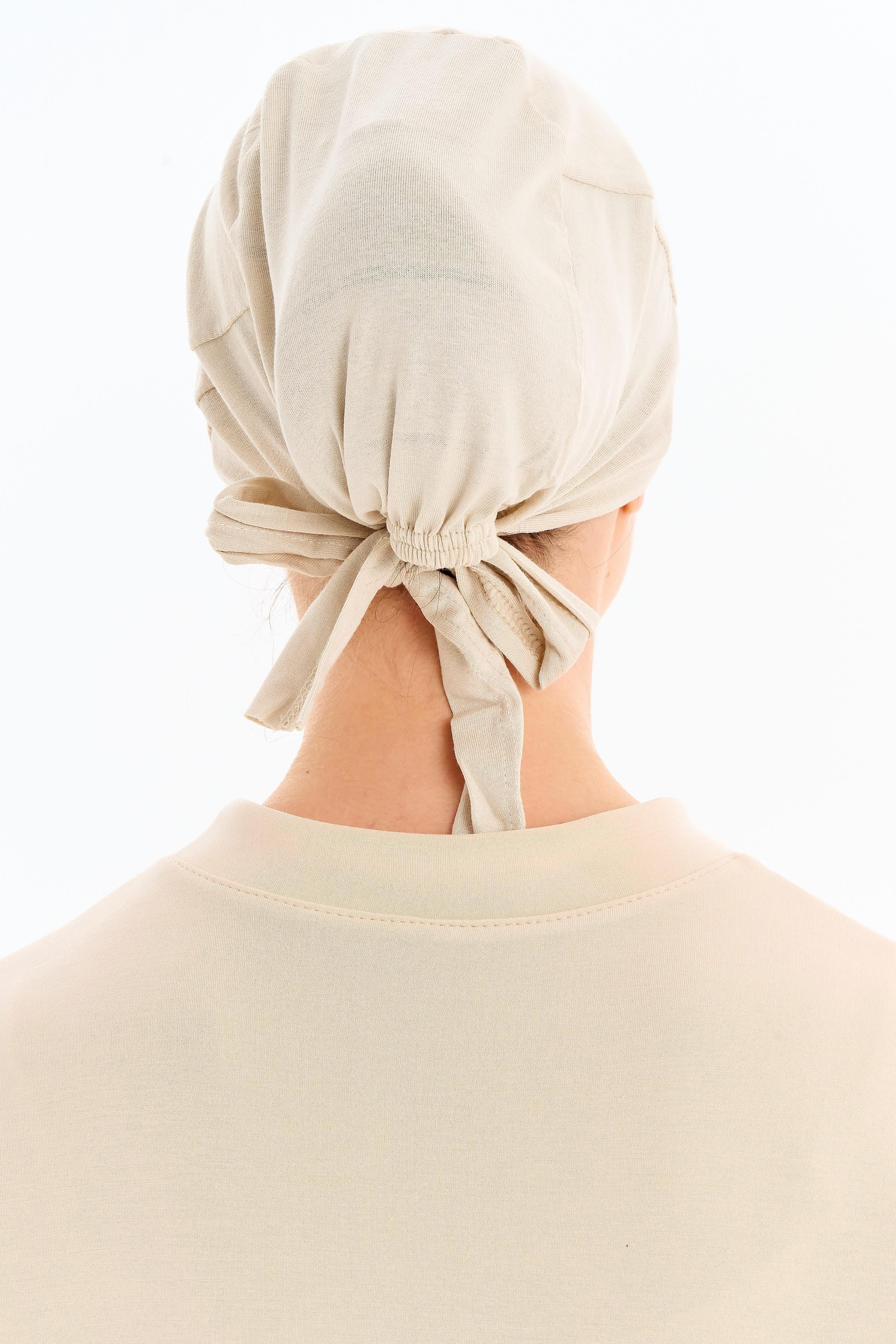 Düz Pamuk Bone - Bej TUGBA