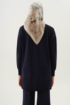 Düz Triko Tunik - Lacivert TUGBA