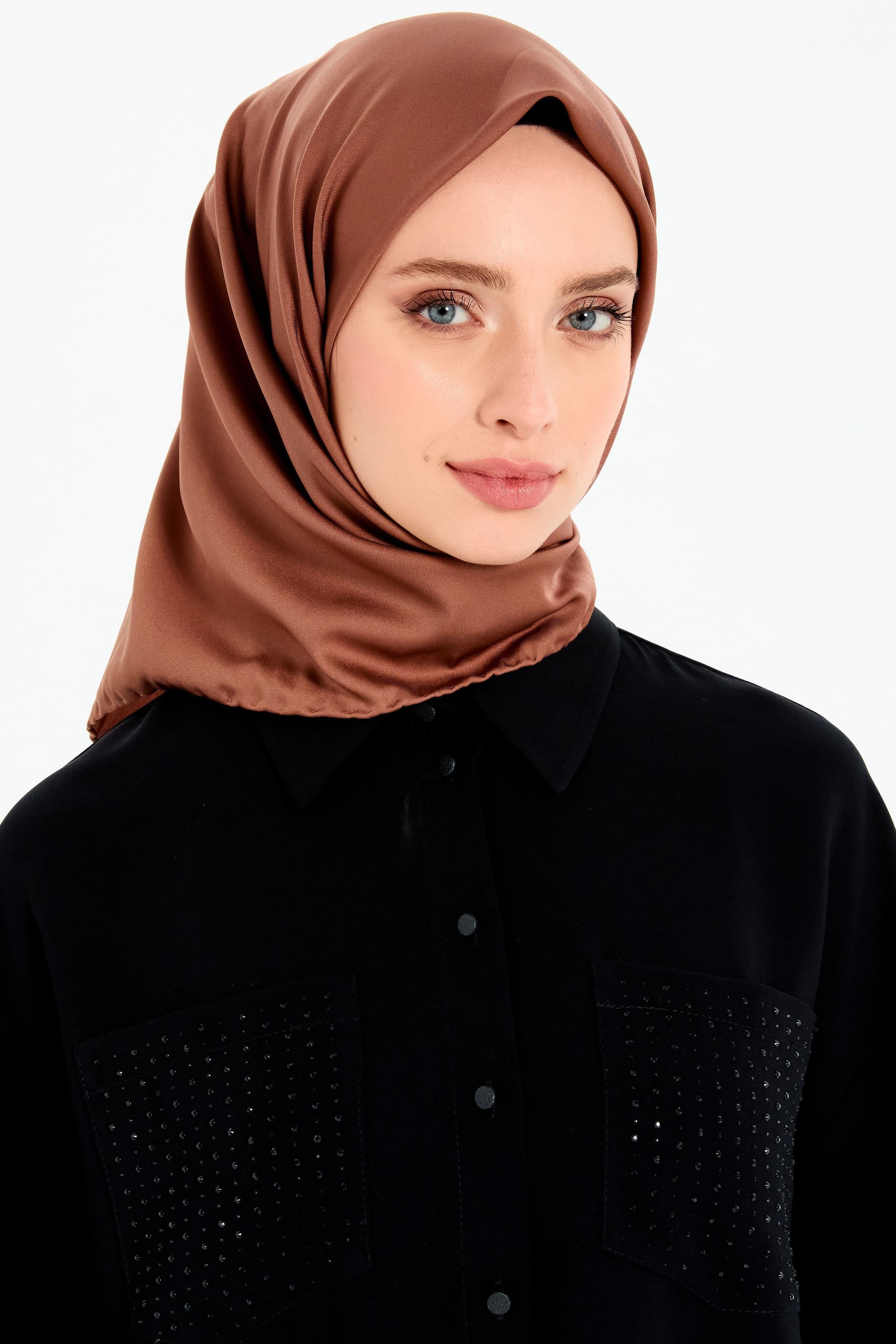 Düz Twill Eşarp - Kahve TUGBA