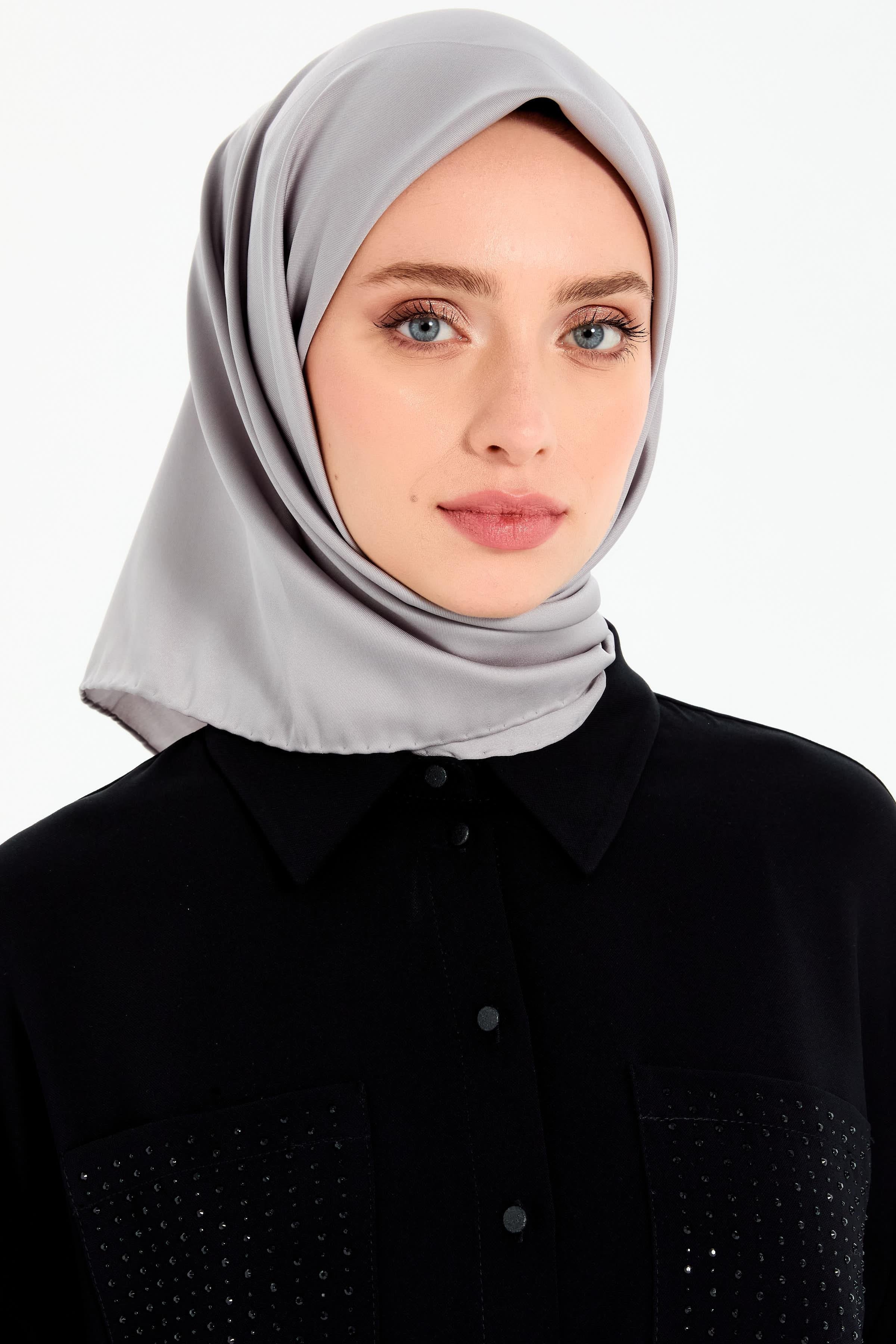 Düz Twill Eşarp - Koyu Gri TUGBA