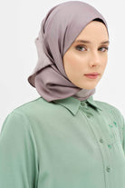 Düz Twill İpek Eşarp - Koyu Gri TUGBA