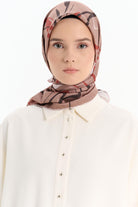 Ebru Desenli Stil Eşarp - Açık Kahve TUGBA