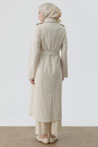 Ekose Kombinli Kemerli Trenç - Bej - Yeşil TUGBA