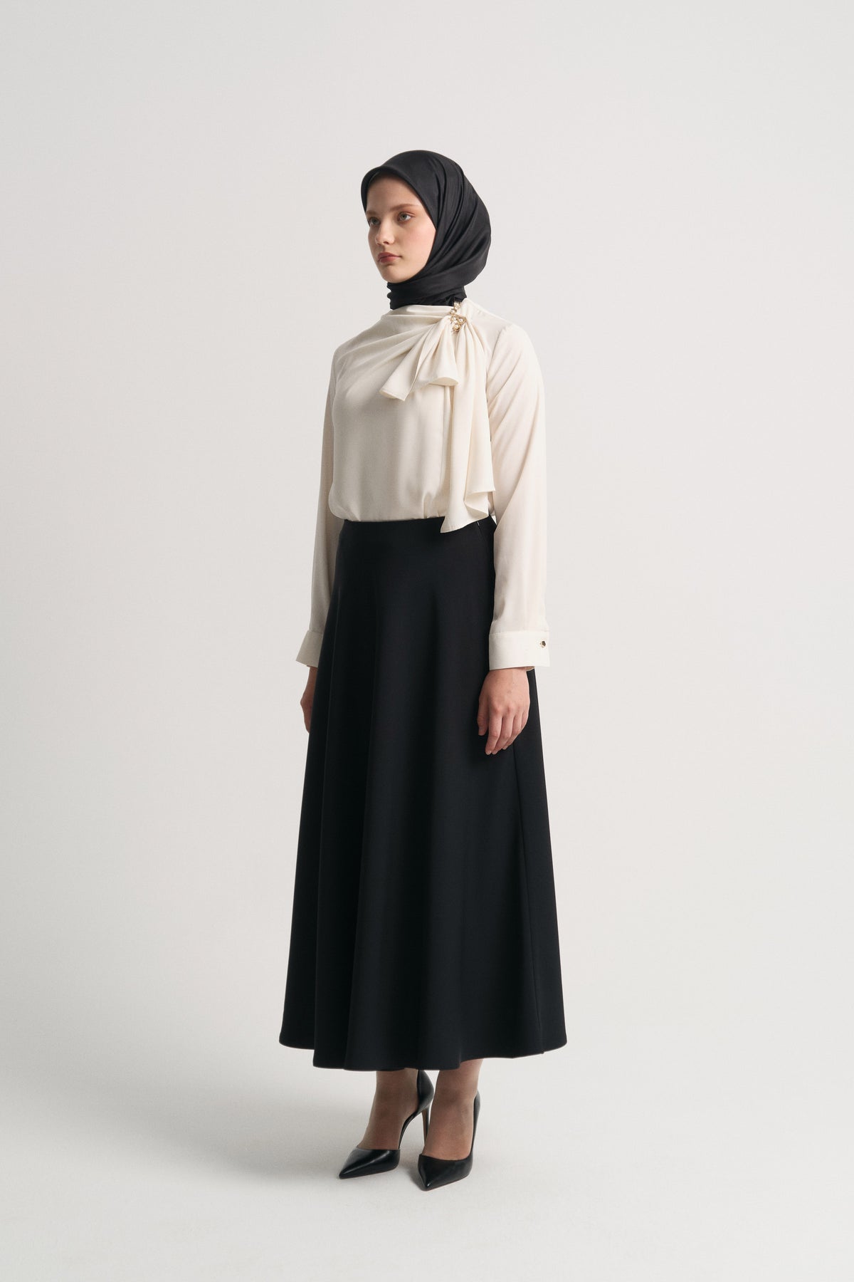 Volanlı Etek - Siyah
